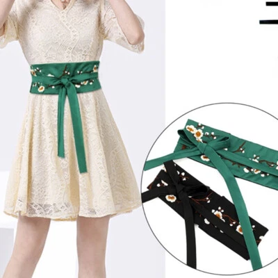 Women Wide Belt Waistband Ethnic Corset Japanese Yukata Embroidery Floral - Image 1 of 4