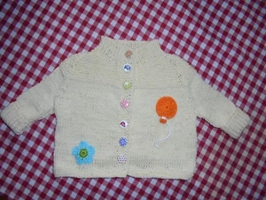 Baby Strickjacke Baumwolle Handarbeit gestrickt beige Geschenk Gr. 62/68 Neu! - Bild 1 von 4