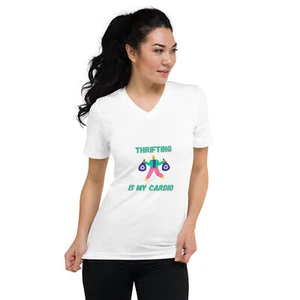Unisex kurzärmeliges T-Shirt mit V-Ausschnitt - Bild 1 von 16