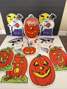 Vintage 90er Impact Plastik Hof Kunst Halloween Geister, Jack O Laterne Rasen Schilder Posten - Bild 1 von 20