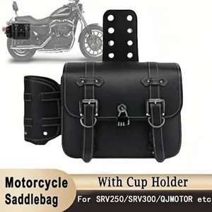 1 Pair PU Leather Saddle Bag Large Capacity Motorcycle Side Bag Outdoor Riding - Picture 1 of 16