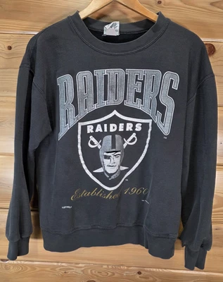 VTG Nutmeg Oakland Raiders Sweatshirt Crewneck Men Medium 90s 1995 Thrashed - Image 1 of 4