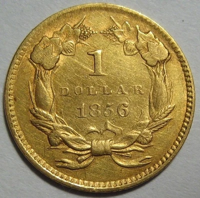 = 1856 XF/AU $1 pieza de oro, tipo 3, envío gratuito Foto 1 de 2
