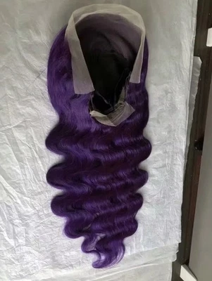 30英寸人类头发紫色假发13x4花边前200%密度 — 第 1/4 张图片