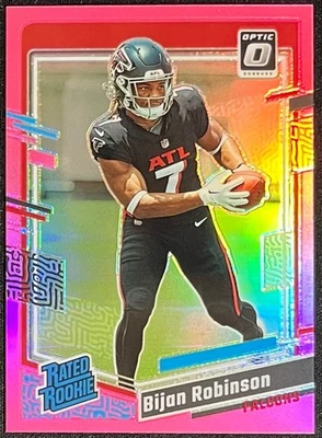 2023 Panini Donruss Optic - Rated Rookie Bijan Robinson #206 Pink Prizm (RC) - Image 1 of 2