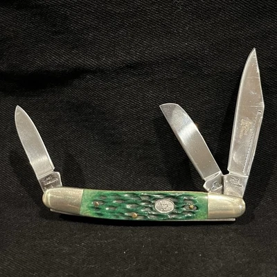 Steel Warrior Dark Green  Ram Horn 3-Blade Folding 4” Pocket Knife 440 SS Blades - Image 1 of 4