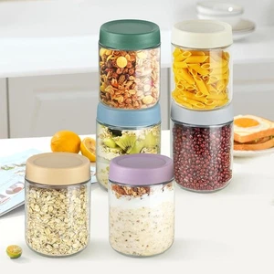  Set 6 barattoli in vetro 16 oz contenitori per alimenti con coperchi ermetici preparazione pasti  - Foto 1 di 9