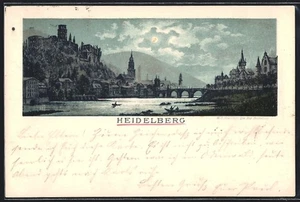Lithographie Heidelberg, Schloss, Alte Brücke, Stadtansicht 1897  - Picture 1 of 2