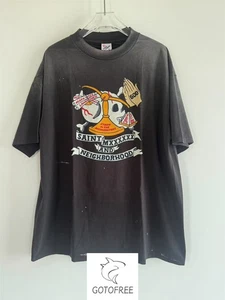 GOTOFREE 25SS MENS VINTAGE SAINT T SHIRT PRINT BLACK T SHIRT COTTON TOP TEE - Picture 1 of 4