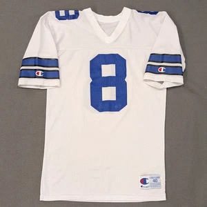 Vintage Troy Aikman Dallas Cowboys Jersey #8 White Champion Small Size 40 NFL - Picture 1 of 8
