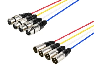 Cable Monoprice 4 canales XLR macho a XLR hembra serpiente - 3 pies - negro/plateado - Imagen 1 de 6