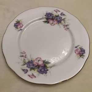 ROYAL WINCHESTER Pink Purple Flowers Salad Plate Fine Bone China - ENGLAND E3 - Picture 1 of 4