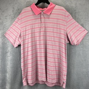 Adidas Polo Shirt Adult Extra Large Gray Pink Stripe AdiPure Performance Golf SS - Picture 1 of 14