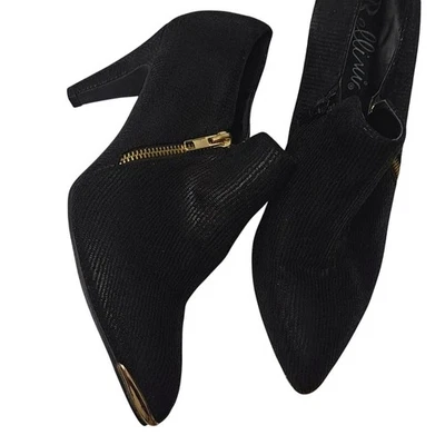 BELLINI Black Textured Booties – Size 11 W – 3.5" Heel – Gold Zipper - Image 1 of 4