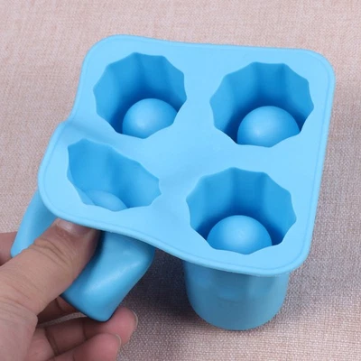  4 Cup Eiswürfel Kugel Eiswürfelbereiter Coole Eiswürfelformen Silikoneisform - Bild 1 von 4