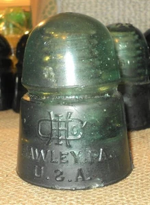 Antiker Isolator Hawley PA A USA grünes Glas - Bild 1 von 4