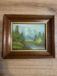 Vintage Oil on Board Mountain Landscape Painting Signed Walters 17x13 Framed - Picture 1 of 4