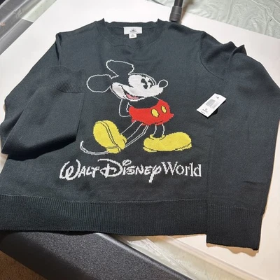 NUEVO CON ETIQUETAS MICKEY MOUSE WALT DISNEY WORLD YOUTH Suéter Talla XL Negro Acrílico Foto 1 de 4