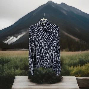 J Crew Neu mit Etikett Größe 3X Rollkragen-Top marineblau mit kleinen weißen Blumen lange Ärmel - Bild 1 von 6