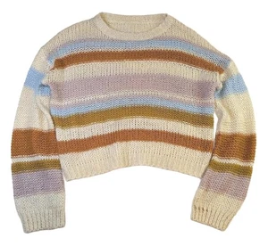Damen Gr. S Cropped bunt gestreift Strick Boho Hippie Launen Pullover - Bild 1 von 8