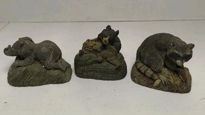 Vintage 1978 Herman & Neil Deaton Bronzeguss Wildtiere Figuren Waschbär Bären - Bild 1 von 23