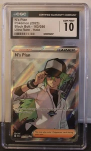 2025 POKEMON CGC 10 N'S PLAN 163/086 BLACK BOLT ULTRA RARE HOLO - Picture 1 of 5