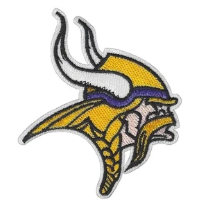 MINNESOTA VIKINGS FERRO SU TOPPA Sport Calcio Squadra Tifoso Applique Ricamata - Foto 1 di 2
