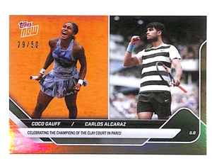 2025 Topps Now Tennis Coco Gauff/Carlos Alcaraz #TN-GA1 CHAMPIONS GOLD/50 - Foto 1 di 2