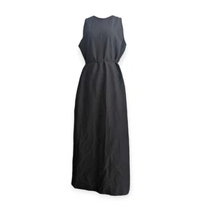 Maxi abito nero avvolgente Uniqlo Hana Tajima Dobby GRANDE nuovo con etichette - Foto 1 di 11
