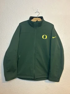 Oregon Ducks Nike Fleece Lined Soft Shell Full Zip Green Rain Jacket Mens Large - Picture 1 of 13