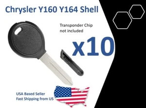 10x Transponder Key Shell With Blade Chrysler Y160 Y164 Plug Style Chip Holder - Picture 1 of 1
