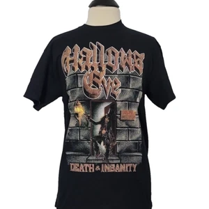 HALLOWS EVE Death & Insanity XL Maglietta Nera Uomo Logo Fascia - Foto 1 di 7