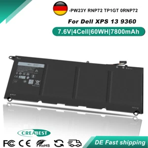 7800mAh PW23Y RNP72 TP1GT Akku Für Dell XPS 13 9360 13-9360-D1605G 60WH Batterie - Bild 1 von 12