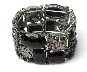 BEAUTIFUL AVON JET COLOURED FACETED STRETCH BRACELET LADIES WOMEN'S DRESS - Picture 1 of 5