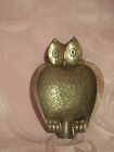 Vintage Brass Owl Figurine Ashtray 3 1/2&quot; 4.3 Ounces 122 Grams Made in Israel