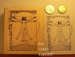 P92 Leonardo da Vinci vitruvianischer Mann Gummistempel NEU - Bild 1 von 2