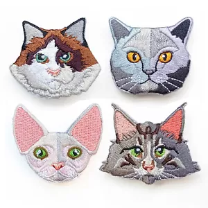 Brooch Pin Embroidery Cartoon Shorthair Ragdoll Maine Sphynx Cute Cat Children - Picture 1 of 23