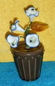 Vaso miniatura vetro soffiato con fiori in vetro - Foto 1 di 3