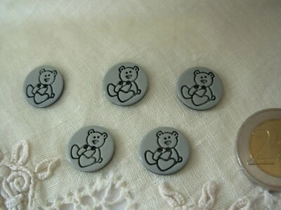 Boutons Nounours lot de 5 Enfant (BOUT.44) - Photo 1/4