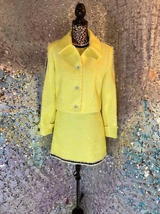 Alice + Olivia Tammy Tweed Happy gelbe Jacke Gr. Large AUTHENTISCH neu mit Etikett - Bild 1 von 14