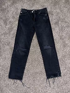 GARAGE DISTRESSED BLACK DENIM STRAIGHT JEANS- SZ 03 26 - Picture 1 of 2