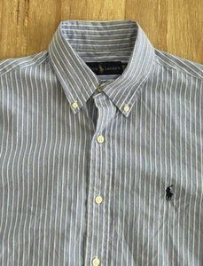 Ralph Lauren camicia elegante uomo 15,5 39 blu a righe manica lunga circonferenza petto 44 - Foto 1 di 3