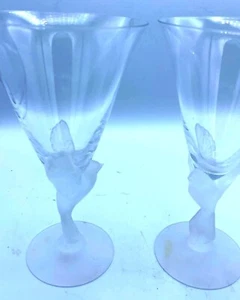 Sasaki Ali Vetro Acqua/Vino Smerigliato Colomba Stelo Calice 7,5 Set di 2 - Foto 1 di 5