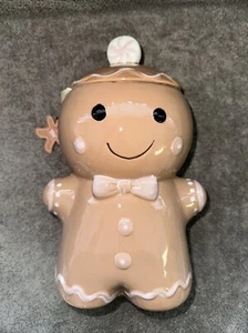 Holly & Joy By Market Finds Gingerbread Man Peppermint Hat Cookie Jar 11” Tall - Picture 1 of 8