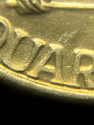 1776-1976 P Bicentennial  Quarter Struck Thru Grease And Retained Object - Image 1 of 4