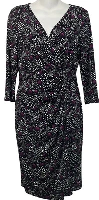 Vestido feminino WHBM bolinhas estampa roxa escritório carreira coquetel tamanho 6 - Imagem 1 de 4