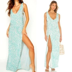 Beach Bunny Lily Maxikleid in Aqua Leopard Small - Bild 1 von 11