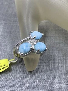 STS Chuck Clemency Sterling .925 Larimar Multi Shank Wrap Ring Size 5.25 - Picture 1 of 11