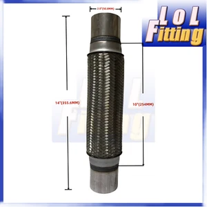 2" OD x 10" x 14'' OL Stainless Braided Exhaust Flex Pipe Coupling Heavy Duty US - Picture 1 of 5