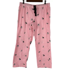 J. Crew Pink Flannel Boston Terrier Lounge Pajama Bottoms Size Large - Picture 1 of 7